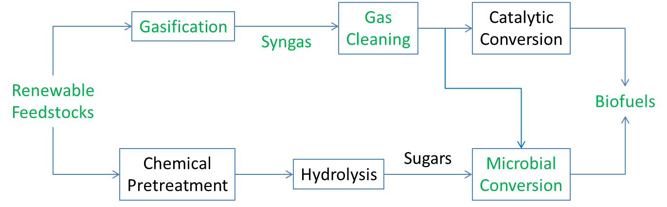 Hybrid synthesis gas fermentation process